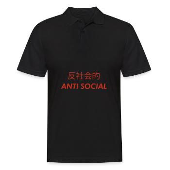 Cadeau japonais Anti Social Japan Introverti - Polo Homme - noir - Devant - Kai (181cm)