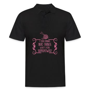 I turn strings into things superpower knitting - Men's Polo Shirt - black - Front - Kai (181cm)