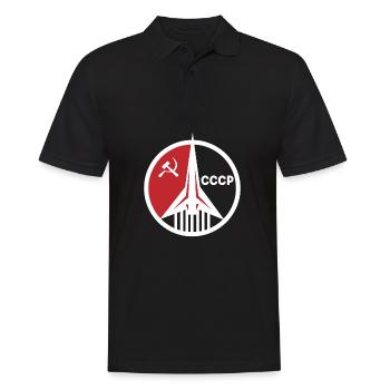UDSSR Sputnik Sovjet Rakete - Männer Poloshirt - Schwarz - Vorne - Kai (181cm)