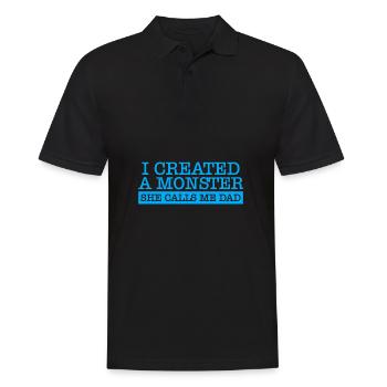 I created a monster she calls me dad Vatertag - Männer Poloshirt - Schwarz - Vorne - Kai (181cm)