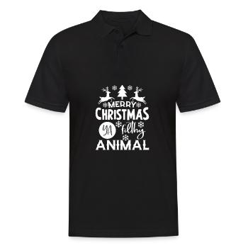 Merry christmas ya filthy animal Geschenk Vegan - Männer Poloshirt - Schwarz - Vorne - Kai (181cm)