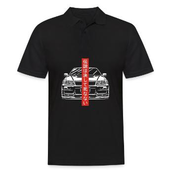 R34 Cadeau silhouette JDM Sport Automobile Japon - Polo Homme - noir - Devant - Kai (181cm)