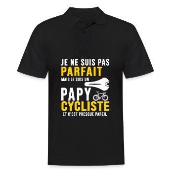 papy cycliste humour vélo velo vélos velos - Polo Homme - noir - Devant - Kai (181cm)