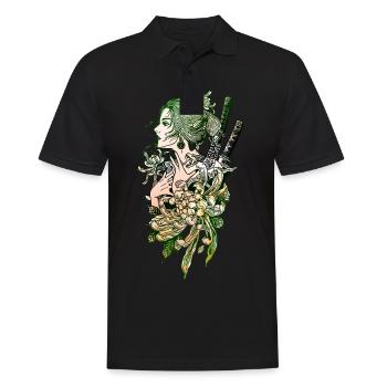 Japanisches Geisha Schwert Samurai Krieger 111 - Männer Poloshirt - Schwarz - Vorne - Kai (181cm)