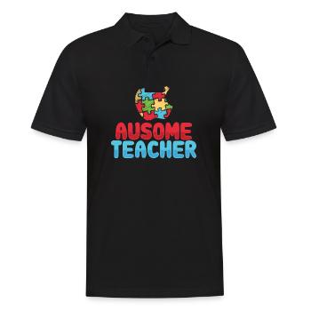 Au-Some Teacher Autisme Professeur Puzzle pomme - Polo Homme - noir - Devant - Kai (181cm)