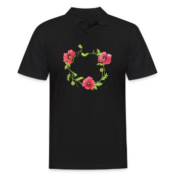 Blumen Kranz Frühling Hochzeit Mohn - Männer Poloshirt - Schwarz - Vorne - Kai (181cm)