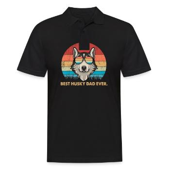 Dog Vintage Best Husky Dad ever Tshirt Fathers day - Männer Poloshirt - Schwarz - Vorne - Kai (181cm)