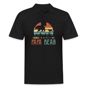 Papa Bär T-Shirt Vintage Papa Wildling Vater - Männer Poloshirt - Schwarz - Vorne - Kai (181cm)