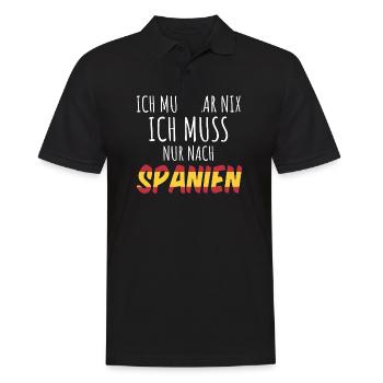Ich muss gar nix ich muss nur nach Spanien Urlaub - Männer Poloshirt - Schwarz - Vorne - Kai (181cm)