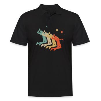 Joueur de volley-ball de plage rétro style vintage - Polo Homme - noir - Devant - Kai (181cm)