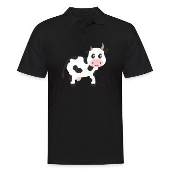 Kuh - Männer Poloshirt - Schwarz - Vorne - Kai (181cm)