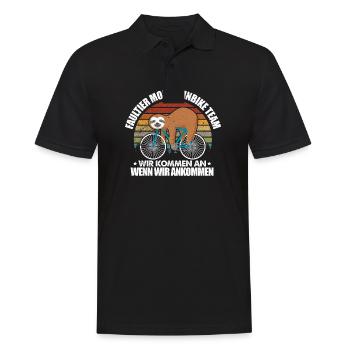 Faultier Mountainbike Team Wir Kommen An Wenn Wir - Männer Poloshirt - Schwarz - Vorne - Kai (181cm)