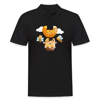 Gnomies with bees in honey balloon clouds - Men's Polo Shirt - black - Front - Kai (181cm)