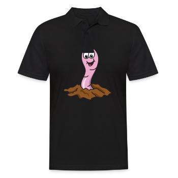 Regenwurm - Männer Poloshirt - Schwarz - Vorne - Kai (181cm)