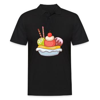 Crème glacée, crème glacée, crème glacée, crème glacée, boule, crème glacée, sundae - Polo Homme - noir - Devant - Kai (181cm)