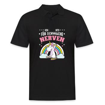Einhorn Ich bin nichts für Schwache Nerven - Männer Poloshirt - Schwarz - Vorne - Kai (181cm)