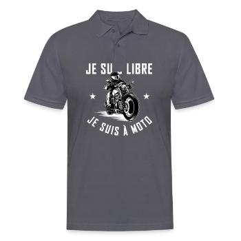 Je suis libre je suis à moto - Polo Homme - charbon - Devant - Nico (186cm)