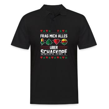 Frag mich alles über Schafkopf - Männer Poloshirt - Schwarz - Vorne - Kai (181cm)