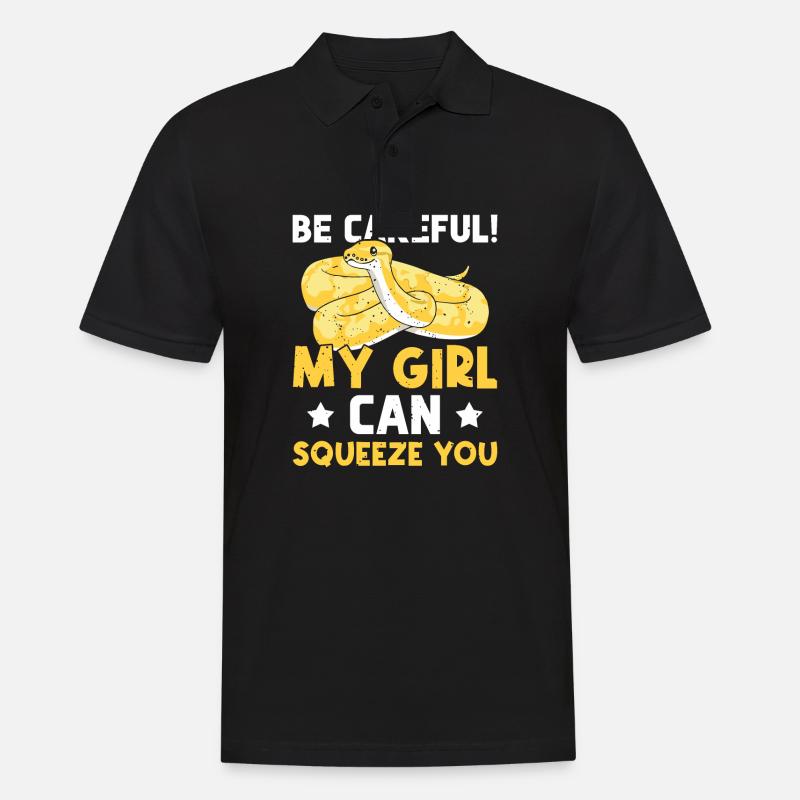 Banana Ball Python Aufpassen Mein Mädchen Kann - Männer Poloshirt - Schwarz