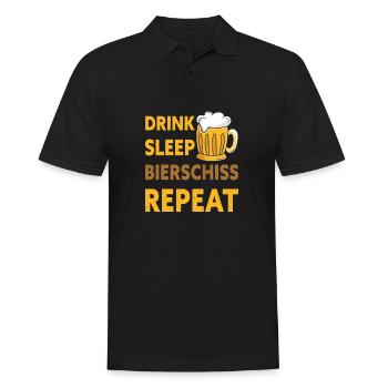 Drink Sleep Bierschiss Repeat Biertrinker - Männer Poloshirt - Schwarz - Vorne - Kai (181cm)