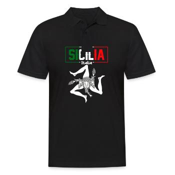 Sizilien flagge Sizilien Palermo Italien - Männer Poloshirt - Schwarz - Vorne - Kai (181cm)