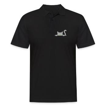 Funny cat looking out of his pocket - Men's Polo Shirt - black - Front - Kai (181cm)