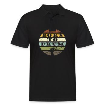 Zum Trommeln geboren - Schlagzeuger - Männer Poloshirt - Schwarz - Vorne - Kai (181cm)