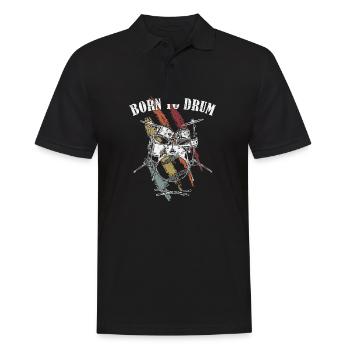 Zum Trommeln geboren - Schlagzeuger - Männer Poloshirt - Schwarz - Vorne - Kai (181cm)