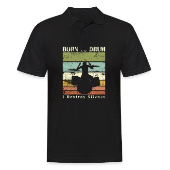 Zum Trommeln geboren - Schlagzeuger - Männer Poloshirt - Schwarz - Vorne - Kai (181cm)