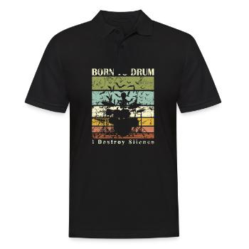 Zum Trommeln geboren - Schlagzeuger - Männer Poloshirt - Schwarz - Vorne - Kai (181cm)