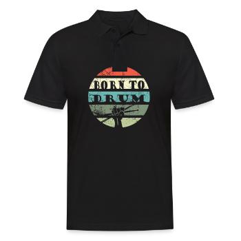 Zum Trommeln geboren - Schlagzeuger - Männer Poloshirt - Schwarz - Vorne - Kai (181cm)