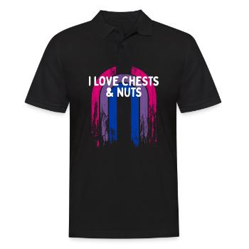 I Love Chests & Nuts Bisexual LGBTQ Bi Pride - Men's Polo Shirt - black - Front - Kai (181cm)