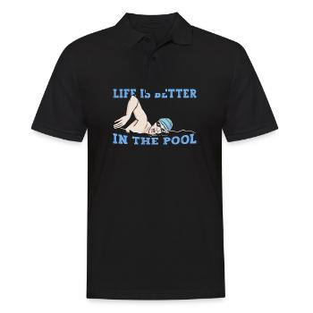 La vie de natation scintillante est meilleure dans la piscine - Polo Homme - noir - Devant - Kai (181cm)