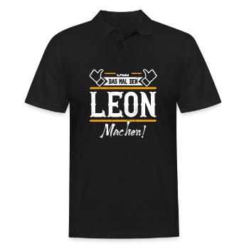 Leon Geschenkidee Geschenk Geburtstag - Männer Poloshirt - Schwarz - Vorne - Kai (181cm)