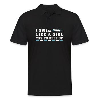 Schimmer Schwimmen Je nage comme une fille J’essaie de garder - Polo Homme - noir - Devant - Kai (181cm)