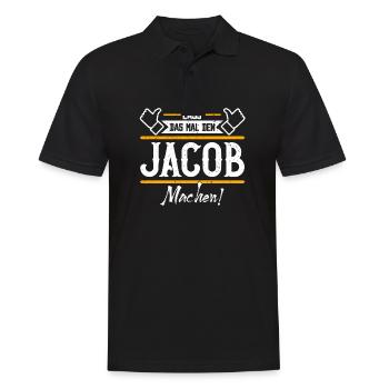 Jacob Geschenkidee Geschenk Geburtstag - Männer Poloshirt - Schwarz - Vorne - Kai (181cm)