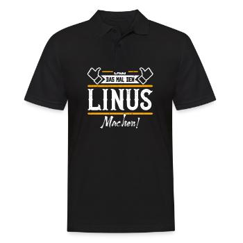 Linus Geschenkidee Geschenk Geburtstag - Männer Poloshirt - Schwarz - Vorne - Kai (181cm)