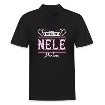 Nele Geschenkidee Geschenk Geburtstag - Männer Poloshirt - Schwarz - Vorne - Kai (181cm)