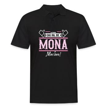 Mona Geschenkidee Geschenk Geburtstag - Männer Poloshirt - Schwarz - Vorne - Kai (181cm)