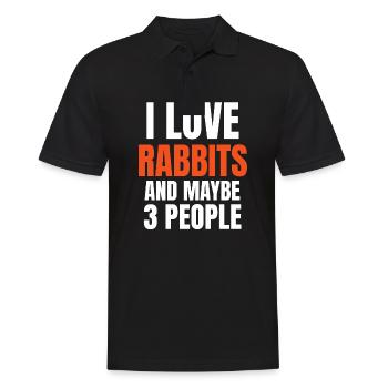 I Love Rabbits And Maybe 3 People Funny - Men's Polo Shirt - black - Front - Kai (181cm)