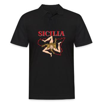 Sizilien flagge Sizilien Palermo Italien - Männer Poloshirt - Schwarz - Vorne - Kai (181cm)