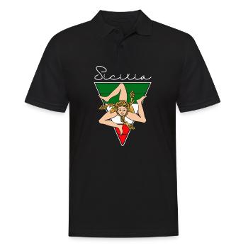 Sizilien flagge Sizilien Palermo Italien - Männer Poloshirt - Schwarz - Vorne - Kai (181cm)