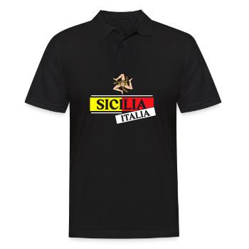Sizilien flagge Sizilien Palermo Italien - Männer Poloshirt - Schwarz - Vorne - Kai (181cm)