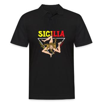 Sizilien flagge Sizilien Palermo Italien - Männer Poloshirt - Schwarz - Vorne - Kai (181cm)