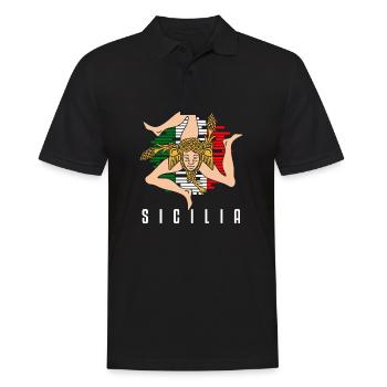 Sicile drapeau Sicile Palerme Italie - Polo Homme - noir - Devant - Kai (181cm)