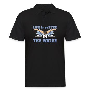 Schimmer Schwimmen La vie est meilleure dans l’eau - Polo Homme - noir - Devant - Kai (181cm)