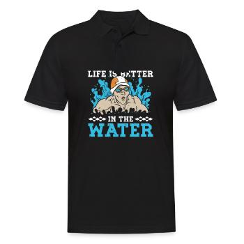Schimmer Schwimmen Life Is Better In The Water - Männer Poloshirt - Schwarz - Vorne - Kai (181cm)