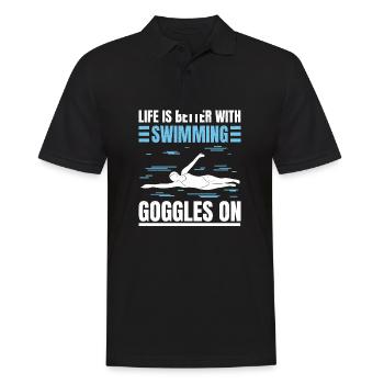 Schimmer Schwimmen Life Is Better With Swim - Männer Poloshirt - Schwarz - Vorne - Kai (181cm)