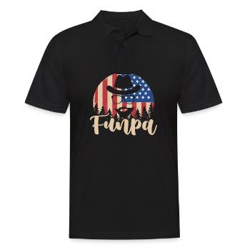Funpa Us Flag Papa Opa Vatertag - Männer Poloshirt - Schwarz - Vorne - Kai (181cm)