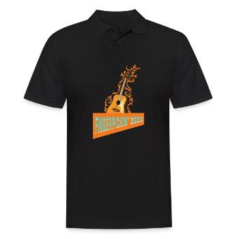 Lustiges Vintage Retro Akustikgitarren Motiv - Männer Poloshirt - Schwarz - Vorne - Kai (181cm)